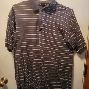 Nautica Blue and Yellow Stripe Polo Size L